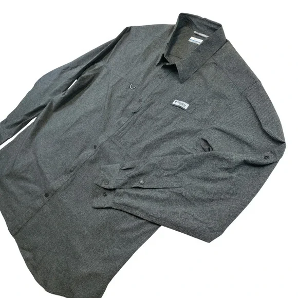 Columbia Men's Long Sleeve Button Up Shirt XL/TG Grey PFG Omni Outdoor Fishing - Picture 4 of 9